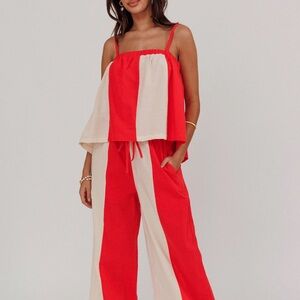 Listicle Red and Cream Striped Set